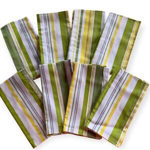 Set of 8 Target Retro Stripe Fabric Napkins Avocado Green Yellow White Striped